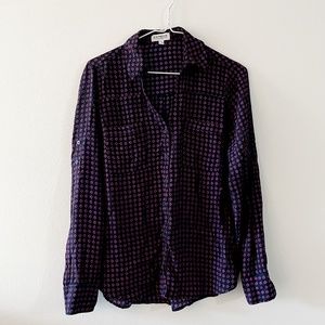 EXPRESS Satin Printed Boyfriend Portofino Blouse - Size S